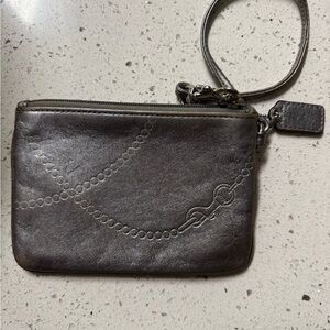 Coach Metallic Gray Wristlet